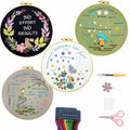 Tophywin 4 Pack Embroidery Kit Floral DIY with Hoop Threads Tools Good times