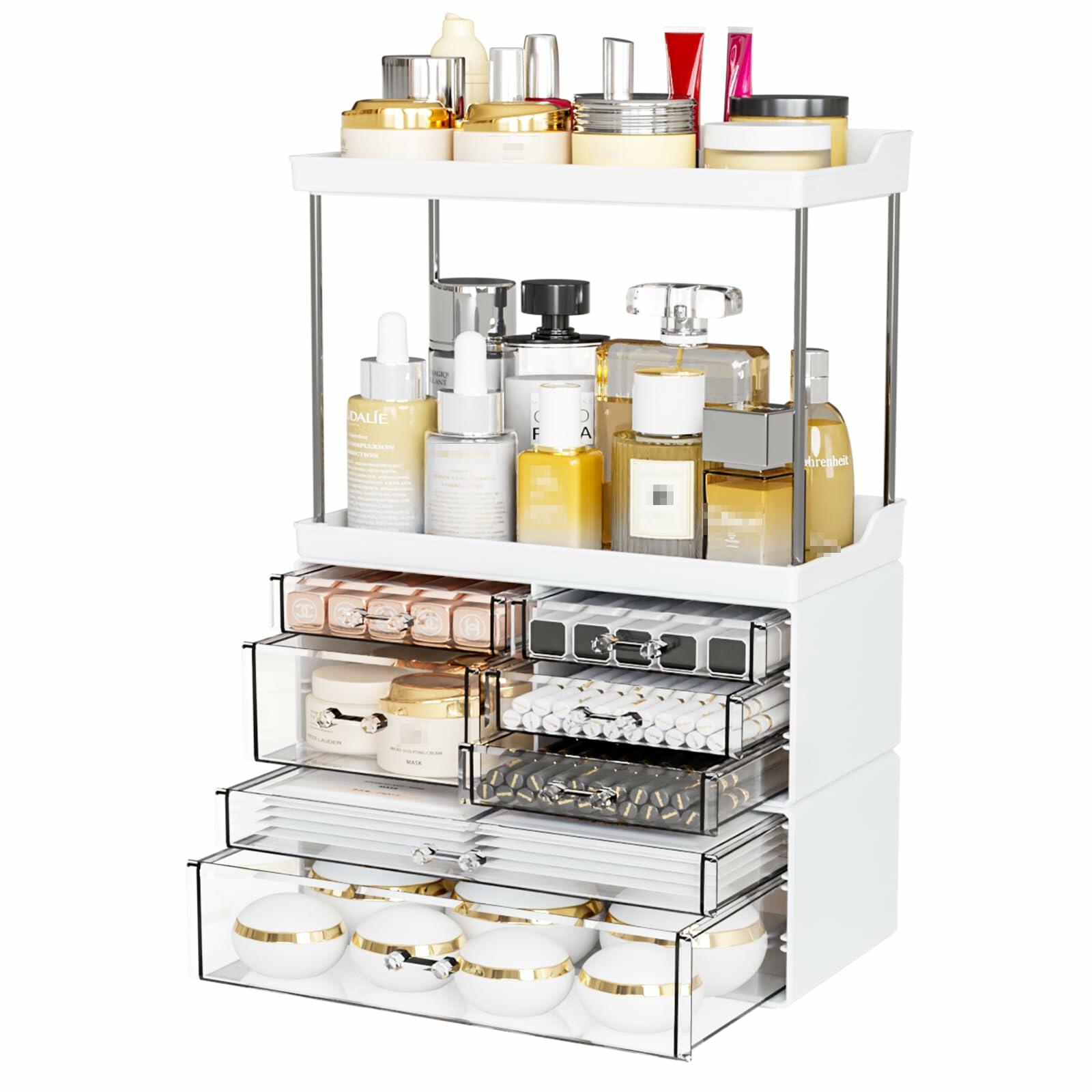 Yieach Acrylic Makeup Organizer Large Skincare Countertop Black