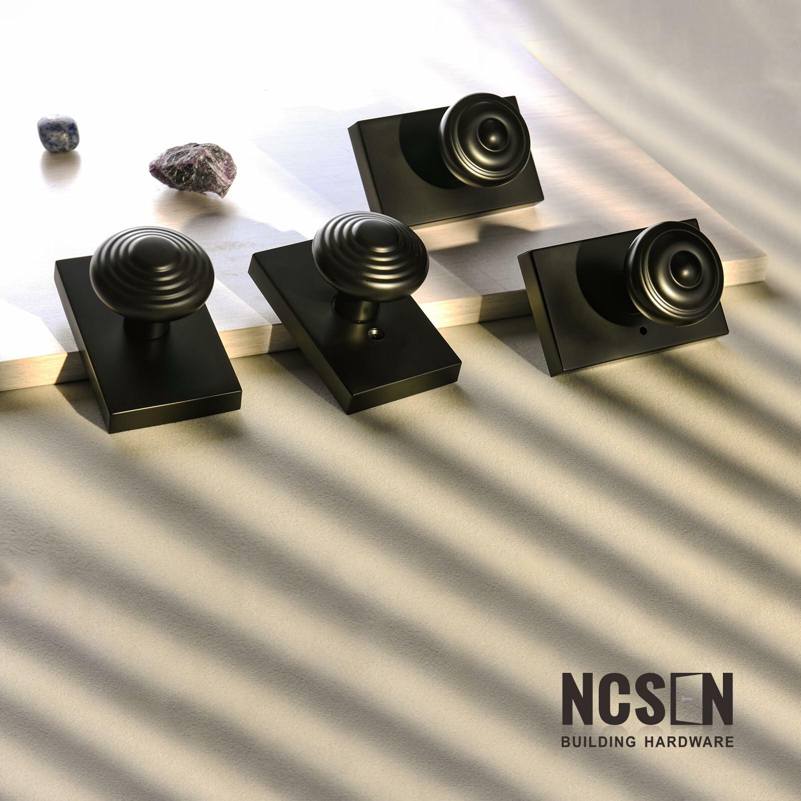 NCSEN Matt Black Interior Door Knob Privacy Lock for Bath & Bedroom