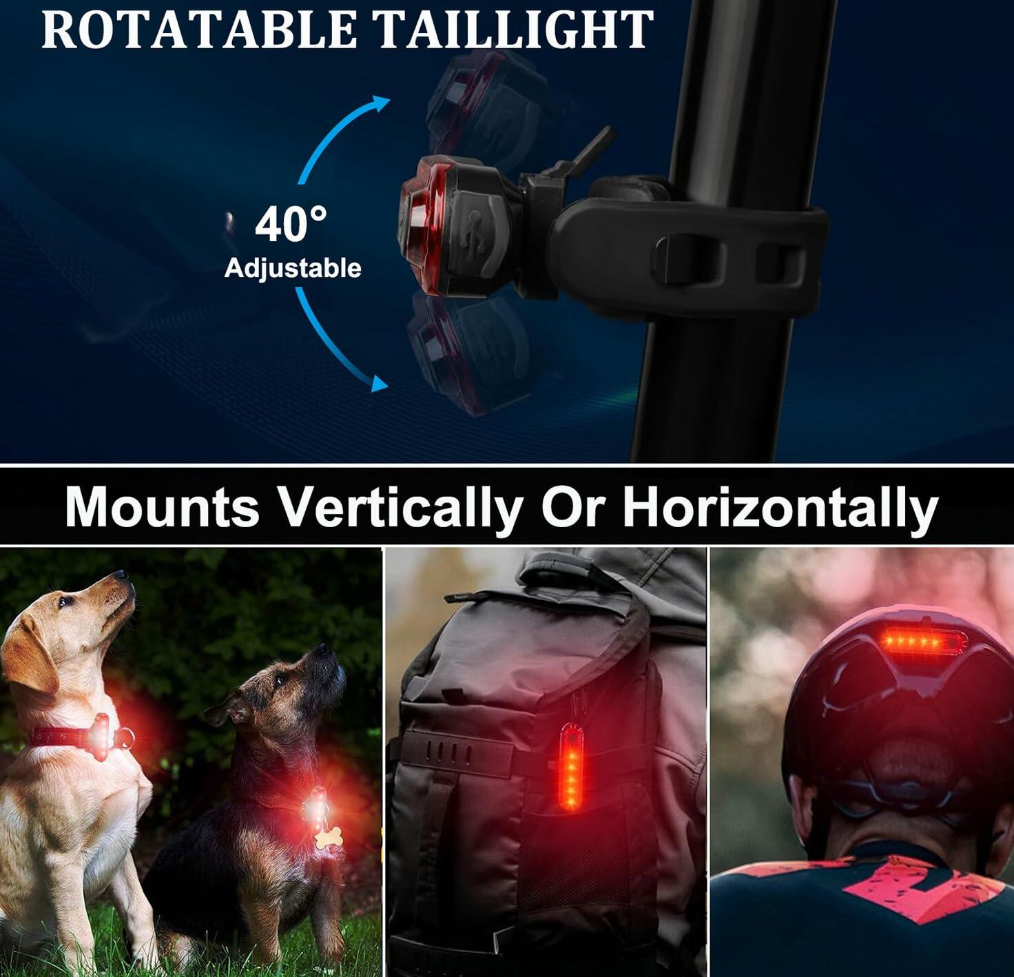Funeedn Bike Light Set 5000LM – Front & Rear, USB, Waterproof, Black