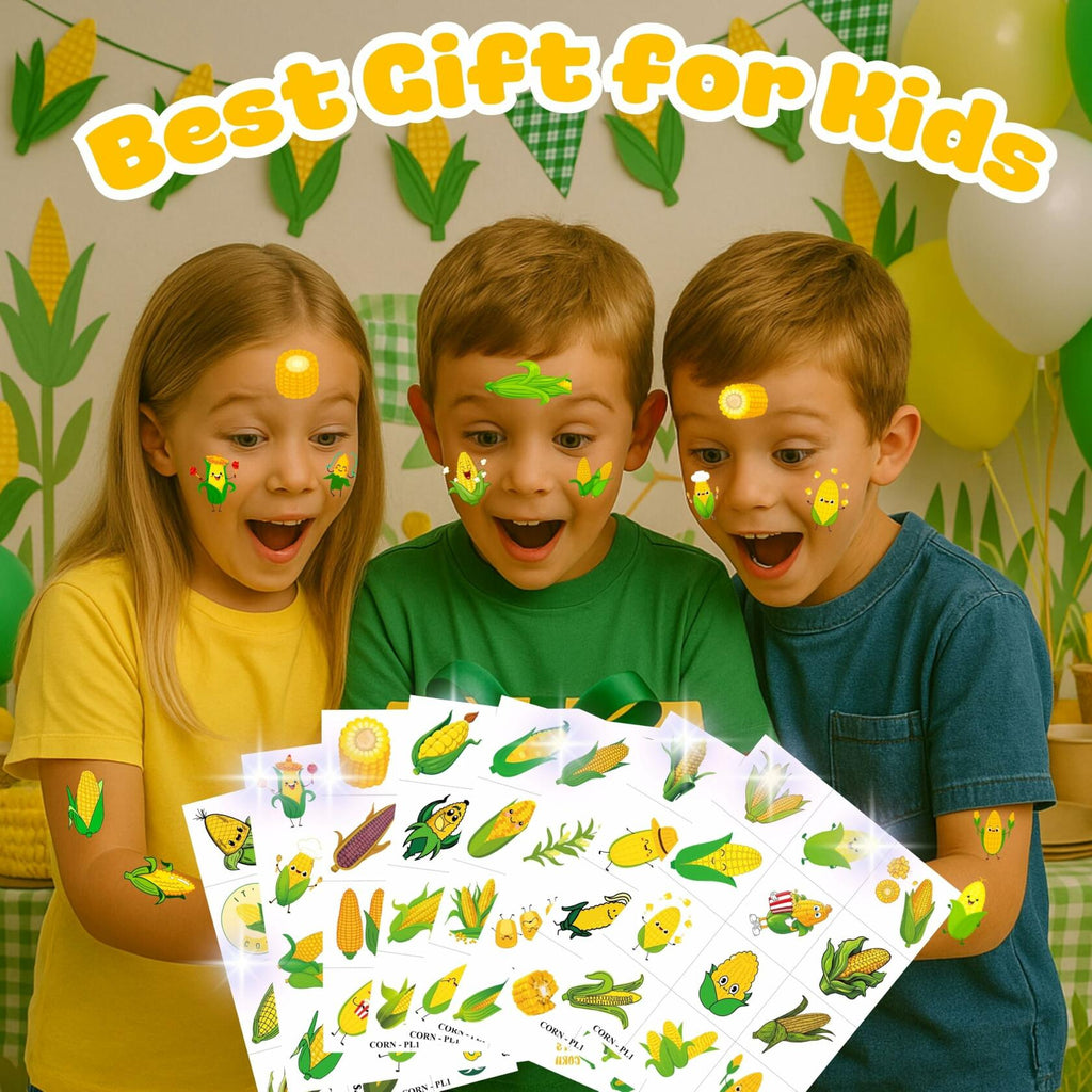 96pcs Corn on the Cob Temporary Tattoos Party Favors Kids Classroom Prizes