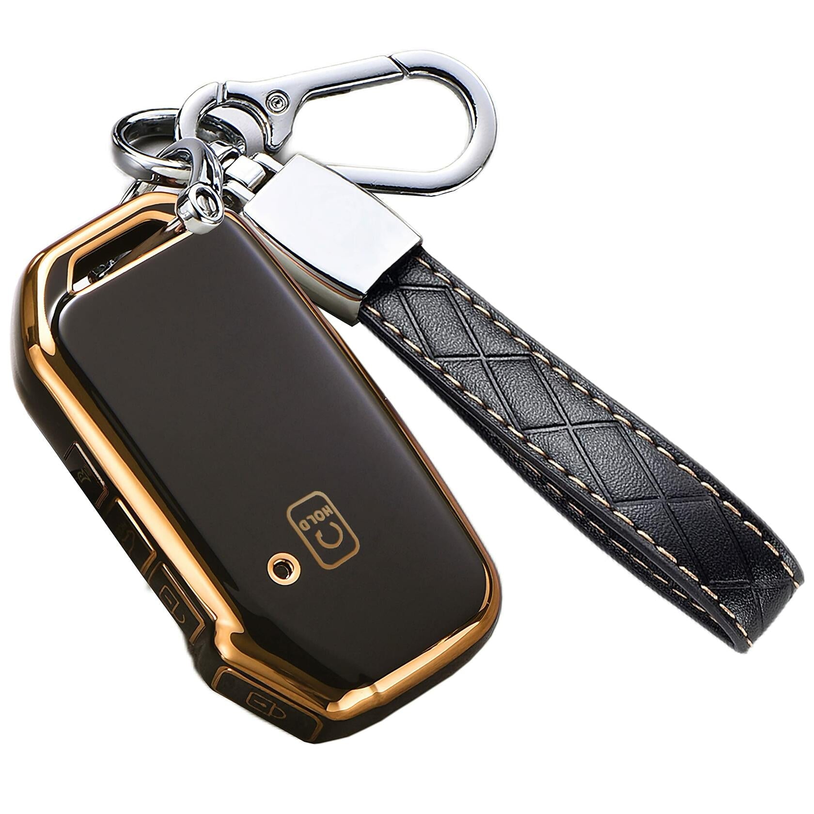 Bububulk Kia Key Fob Cover Soft TPU Leather Keychain for Ceed Cerato Black